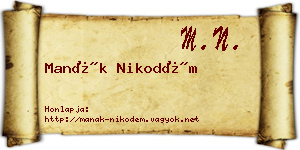Manák Nikodém névjegykártya